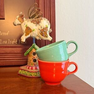Fiestaware Orange and Green Mug Duo